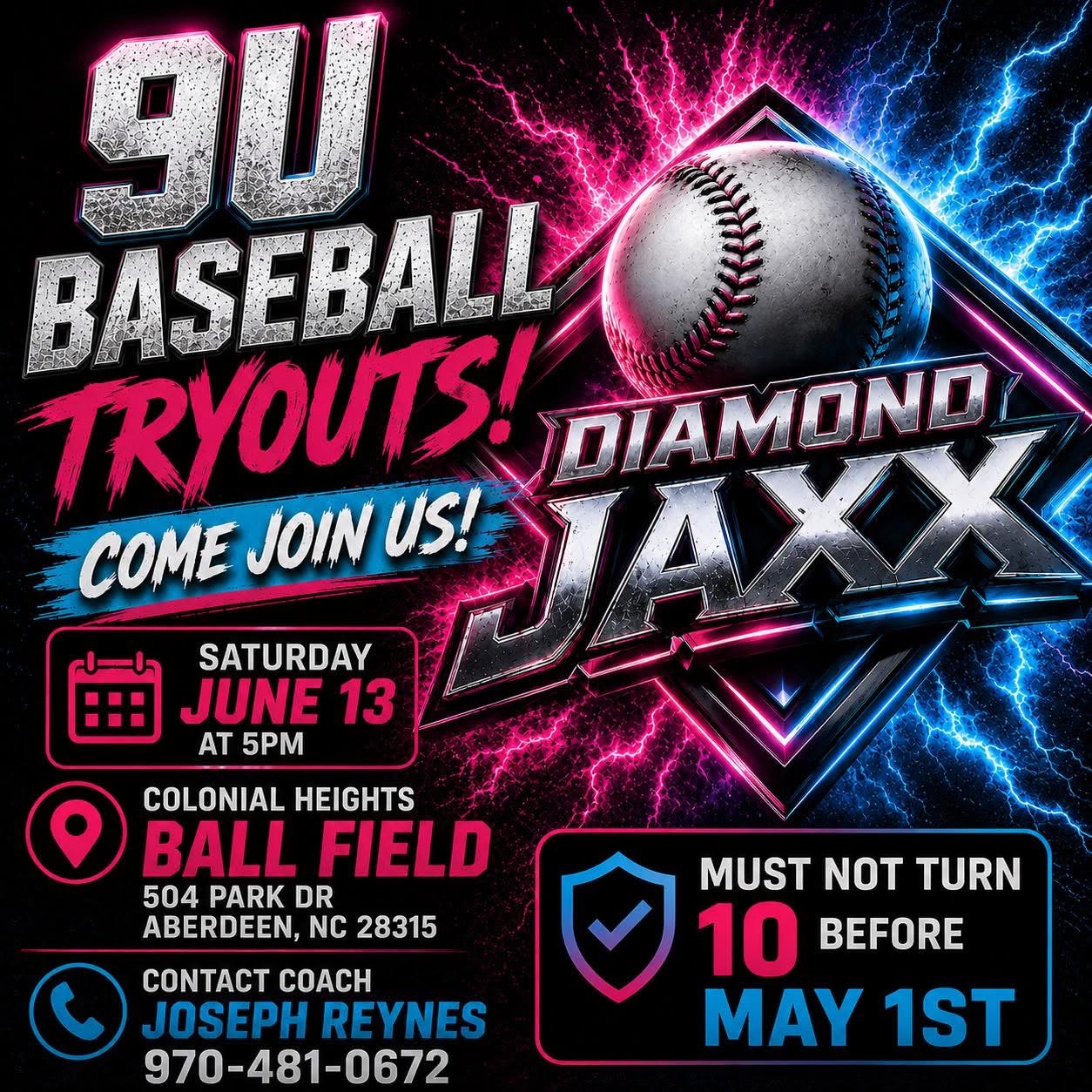 Diamond Jaxx tryout poster
