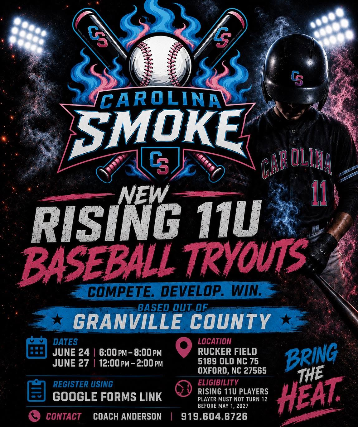 Carolina Smoke tryout poster