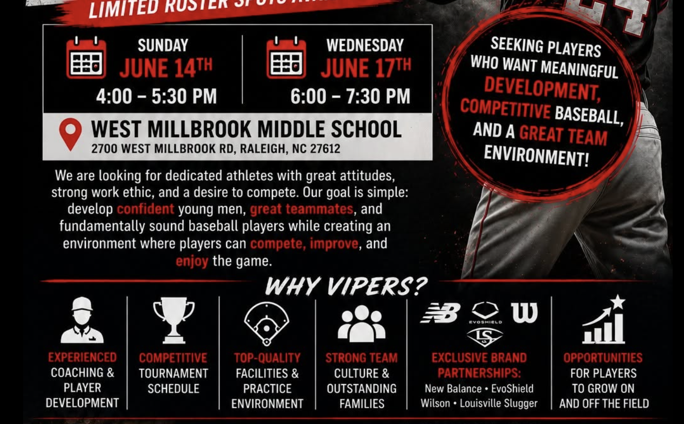 Carolina Vipers tryout poster